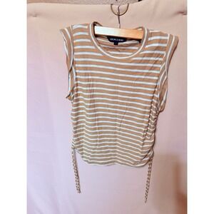 Veronica Beard Vinci Tank Top Womens Small Beige Ruched Side Drawstring